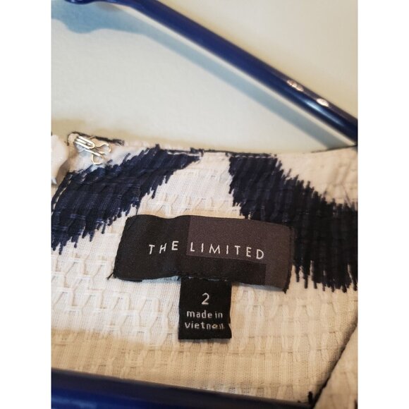 The Limited Womens 2 Mini Party Dress Sleeveless Blue Pleated Geo Fit and Flare - Picture 5 of 6